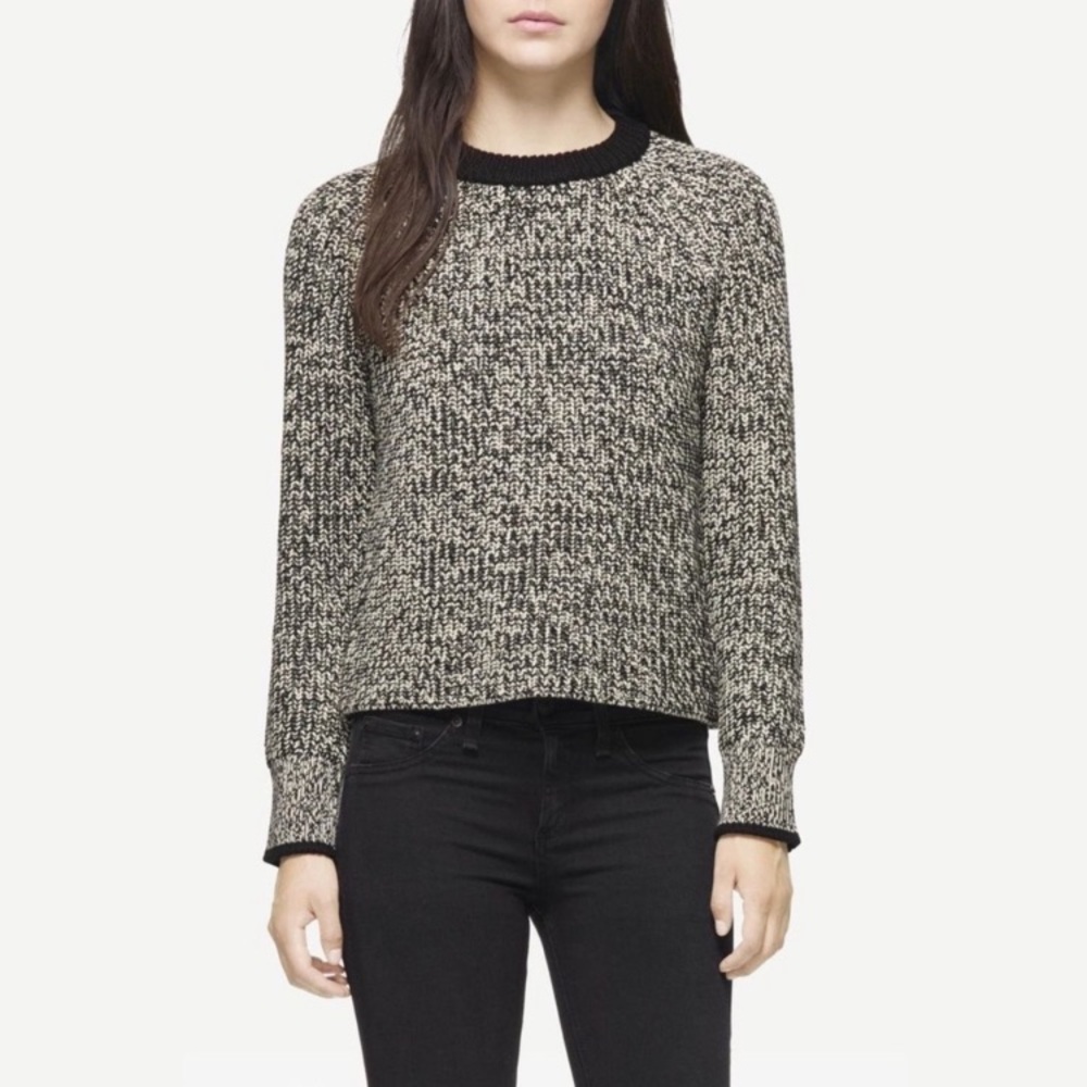Rag & Bone Black Crew Neck Wool Blend Knit Sweater